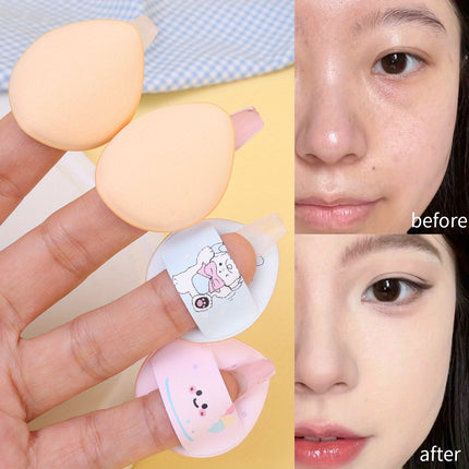 Soft Velvet Makeup Puff with Box Mini Finger Shape Foundation Highlighter Powder Puff Set Cute Blush Concealer Cosmetic Sponge