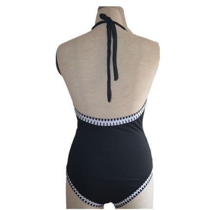 2020 cross-border Amazon one-piece swimsuit European and American bikini beach selling shark tooth printed lace-up swimsuit wholesale