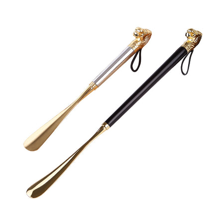 Factory direct metal alloy lion head horse head twelve zodiac shoehorn solid wood super long shoehorn in stock wholesale