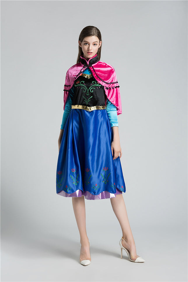 Spot Frozen Anna Princess Dress Set Halloween Women Adult cosplay Anime Costume Set