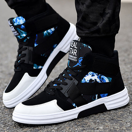 2026 Spring Fashion Camouflage High-Top Lace-Up Sneakers for Men, Trendy Casual Shoes for Students, Street Dance Sneakers for Men