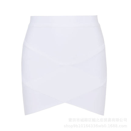 European and American Style Sexy Cross-Over Ultra-Short Skirt, High-Waisted Slit Bandage Bodycon Skirt, Nightclub Mini Skirt, Women's Clothing for Night Clubbing and Parties