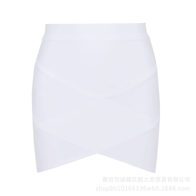 European and American Style Sexy Cross-Over Ultra-Short Skirt, High-Waisted Slit Bandage Bodycon Skirt, Nightclub Mini Skirt, Women's Clothing for Night Clubbing and Parties