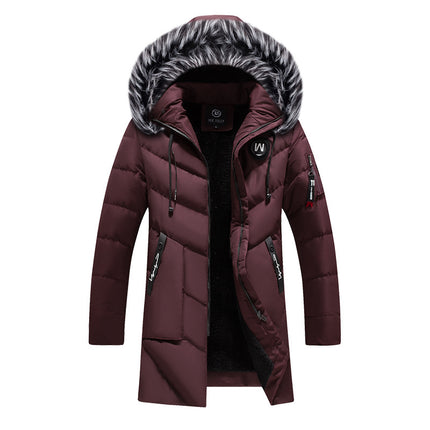 Amazon Winter Cotton-padded Long Thickened Cold-proof Warm Removable Cap Men's Slim-fit Casual Cotton-padded Coat