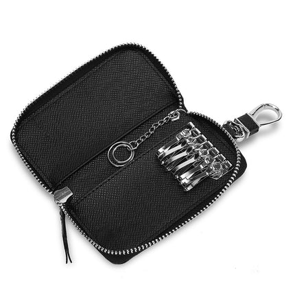 Cross Pattern Key Bag Multifunctional Men's and Women's Car Key Bag High Quality Wear-Resistant Pu Card Slot Home Door Car Key Bag
