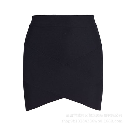 European and American Style Sexy Cross-Over Ultra-Short Skirt, High-Waisted Slit Bandage Bodycon Skirt, Nightclub Mini Skirt, Women's Clothing for Night Clubbing and Parties