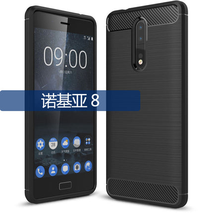 Suitable for Nokia 8 mobile phone shell Nokia 8 protective cover carbon fiber brushed TPU drop-resistant shell