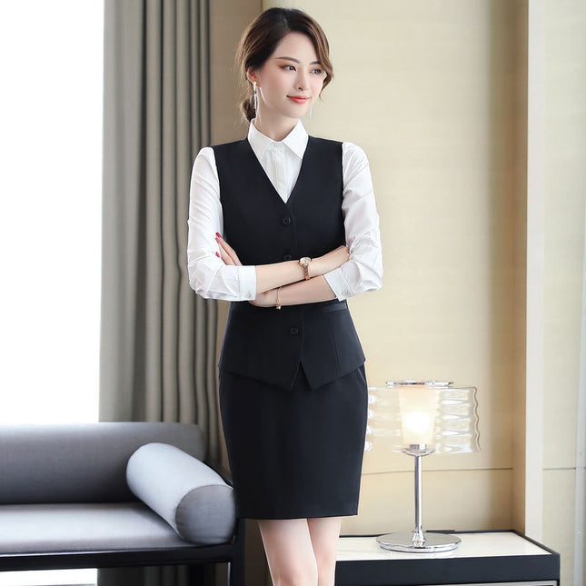 Professional vest set female autumn and winter hotel work clothes catering beautician ktv front desk cashier uniform