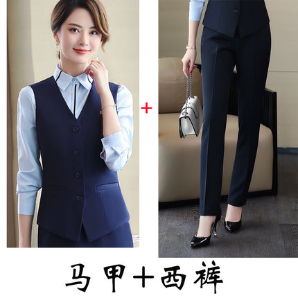Professional vest set female autumn and winter hotel work clothes catering beautician ktv front desk cashier uniform