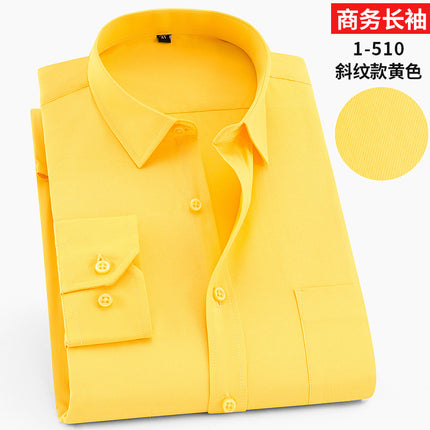 Spring men's business shirt solid color long-sleeved professional shirt workwear men's 40 cotton formal shirt embroidered logo