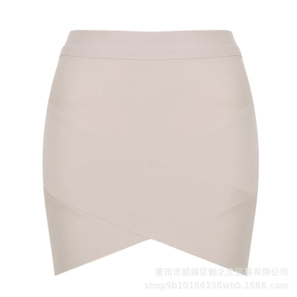 European and American Style Sexy Cross-Over Ultra-Short Skirt, High-Waisted Slit Bandage Bodycon Skirt, Nightclub Mini Skirt, Women's Clothing for Night Clubbing and Parties
