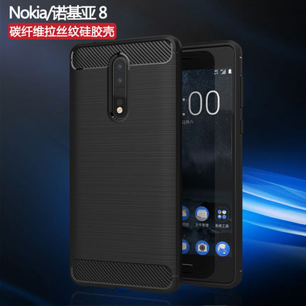 Suitable for Nokia 8 mobile phone shell Nokia 8 protective cover carbon fiber brushed TPU drop-resistant shell