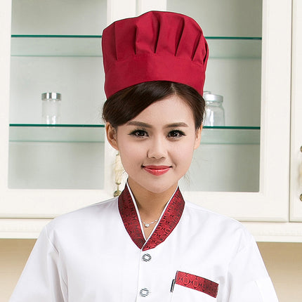 Chef Hat White Food Kitchen Breathable Mesh Workshop Dustproof Work Cap Adjustable Mushroom Hat Unisex
