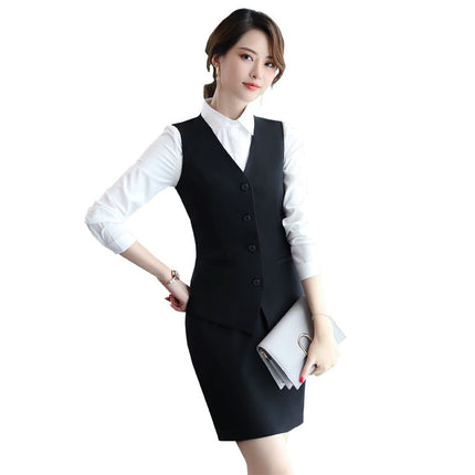 Professional vest set female autumn and winter hotel work clothes catering beautician ktv front desk cashier uniform