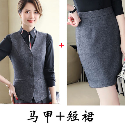 Professional vest set female autumn and winter hotel work clothes catering beautician ktv front desk cashier uniform
