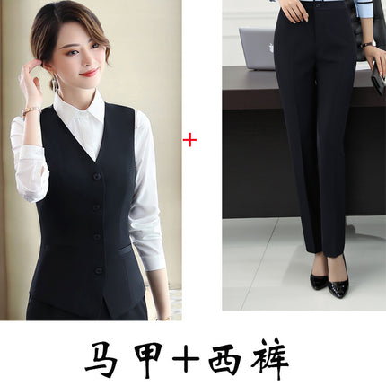 Professional vest set female autumn and winter hotel work clothes catering beautician ktv front desk cashier uniform