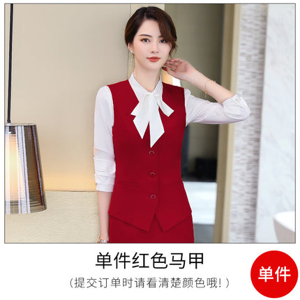 Professional vest set female autumn and winter hotel work clothes catering beautician ktv front desk cashier uniform