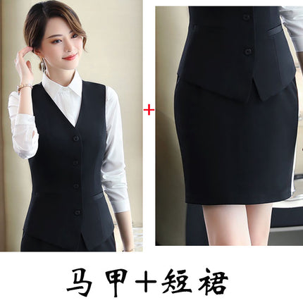 Professional vest set female autumn and winter hotel work clothes catering beautician ktv front desk cashier uniform