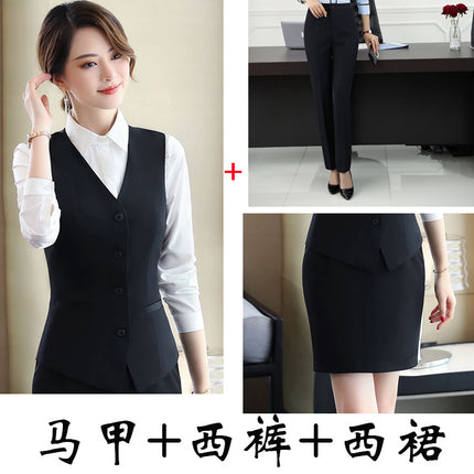 Professional vest set female autumn and winter hotel work clothes catering beautician ktv front desk cashier uniform