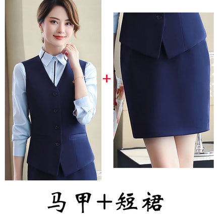Professional vest set female autumn and winter hotel work clothes catering beautician ktv front desk cashier uniform