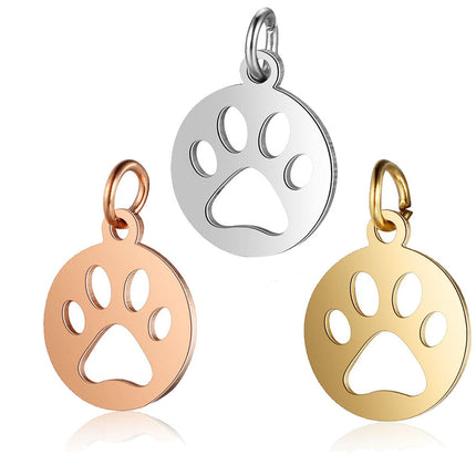 12*17mm hollow dog claw full polished small pendant DIY stainless steel accessories with hanging ring 0.8*5mm