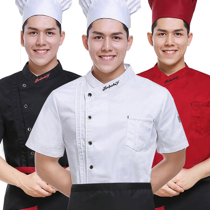 Trendy Chinese Style Chef Uniform for Men, Short-Sleeved, Summer Thin and Breathable, Restaurant Back Kitchen Chef Uniform, Custom-Made for Men