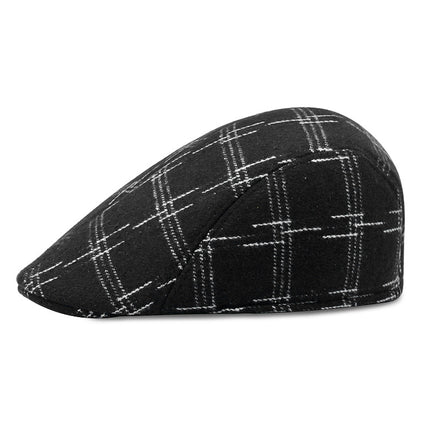 Factory hat wholesale simple Plaid warm full seal woolen beret autumn and winter men's and women's cap forward hat
