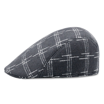 Factory hat wholesale simple Plaid warm full seal woolen beret autumn and winter men's and women's cap forward hat