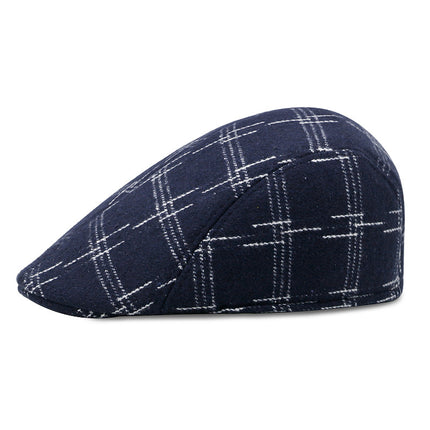 Factory hat wholesale simple Plaid warm full seal woolen beret autumn and winter men's and women's cap forward hat
