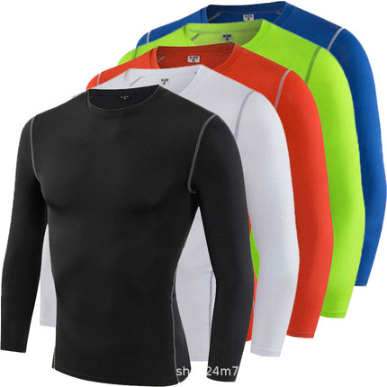 Sports Bodysuit Men's Long-Sleeved Elastic Quick-Drying Basketball Training Base Layer Autum New Running Fitness Clothing Top