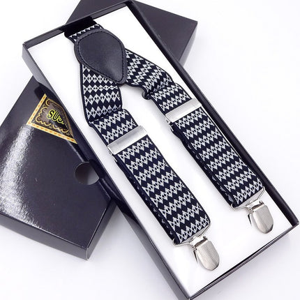 Factory direct men's strap three clip 3.5 jacquard strap 3.5*115cm three clip printing ribbon multicolor