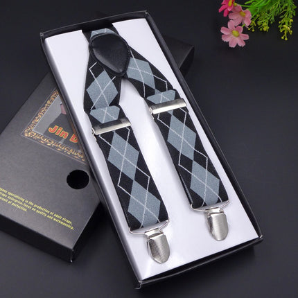 Factory direct men's strap three clip 3.5 jacquard strap 3.5*115cm three clip printing ribbon multicolor