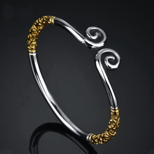 Spot direct selling tight hoop curse lovers hot selling real gold double color bracelet gold hoop stick Great Sage return jewelry National style
