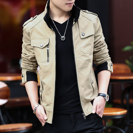 Amazon Explosions Velvet Jacket Large Size Men's Workwear Jacket Washed Cotton Collar Jacket Men's Factory Outlet