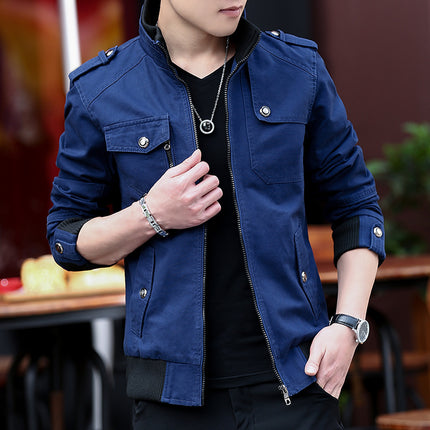 Amazon Explosions Velvet Jacket Large Size Men's Workwear Jacket Washed Cotton Collar Jacket Men's Factory Outlet
