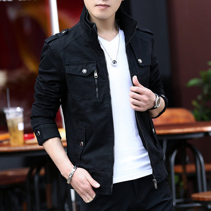 Amazon Explosions Velvet Jacket Large Size Men's Workwear Jacket Washed Cotton Collar Jacket Men's Factory Outlet
