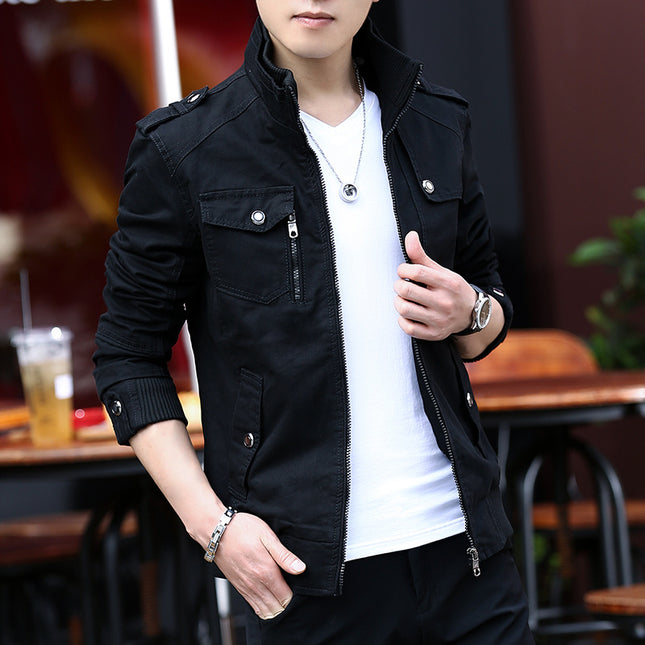 Amazon Explosions Velvet Jacket Large Size Men's Workwear Jacket Washed Cotton Collar Jacket Men's Factory Outlet
