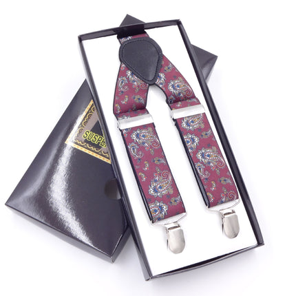 Factory direct men's strap three clip 3.5 jacquard strap 3.5*115cm three clip printing ribbon multicolor
