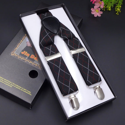 Factory direct men's strap three clip 3.5 jacquard strap 3.5*115cm three clip printing ribbon multicolor