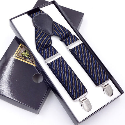 Factory direct men's strap three clip 3.5 jacquard strap 3.5*115cm three clip printing ribbon multicolor