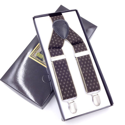 Factory direct men's strap three clip 3.5 jacquard strap 3.5*115cm three clip printing ribbon multicolor