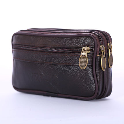 Manufacturers wholesale men's new waterproof mobile phone waist bag wear belt cowhide multi-functional elderly change key bag