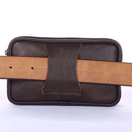 Manufacturers wholesale men's new waterproof mobile phone waist bag wear belt cowhide multi-functional elderly change key bag
