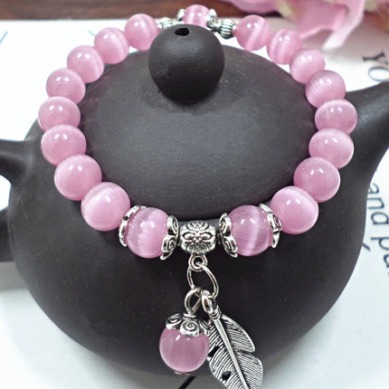 Korean Style Cat's Eye Bracelet Crown Pendant Bracelet Student Crystal Bracelet Bracelet Wholesale Bracelet Niche Korea