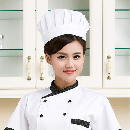 Chef Hat White Food Kitchen Breathable Mesh Workshop Dustproof Work Cap Adjustable Mushroom Hat Unisex