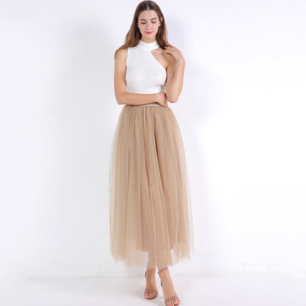 Amazon Explosions Women's European and American 4-Layer Mesh Puffy Skirt tulle skirtebay Explosions Floor Skirt