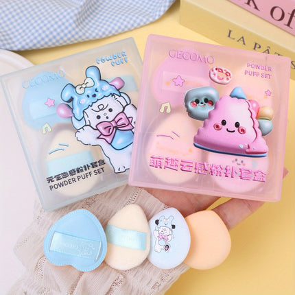 Soft Velvet Makeup Puff with Box Mini Finger Shape Foundation Highlighter Powder Puff Set Cute Blush Concealer Cosmetic Sponge