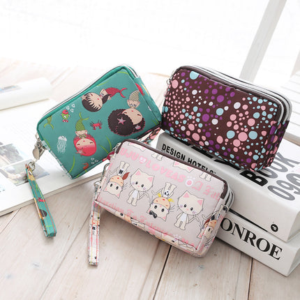 Mobile phone coin purse hand-held mini canvas bag women's bag Oxford cloth cartoon fabric bag wholesale