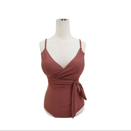 New Backless Sexy Low-Cut Suspender One-Piece Slim Fit Swimsuit Retro Lace-Up Hot Spring Casual Korean Swimsuit