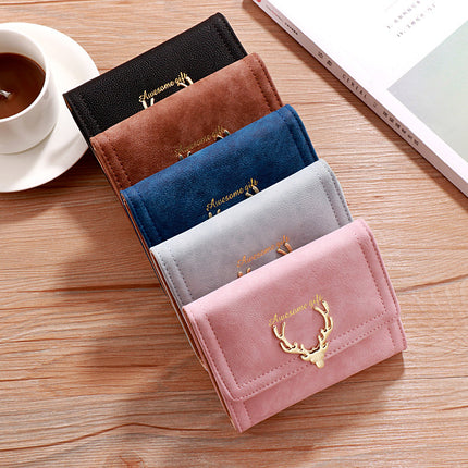 2022 Korean Style Short Wallet Spring New Fashion Frosted Fawn Women's Bag Multi Card Holder Clutch Coin Purse
